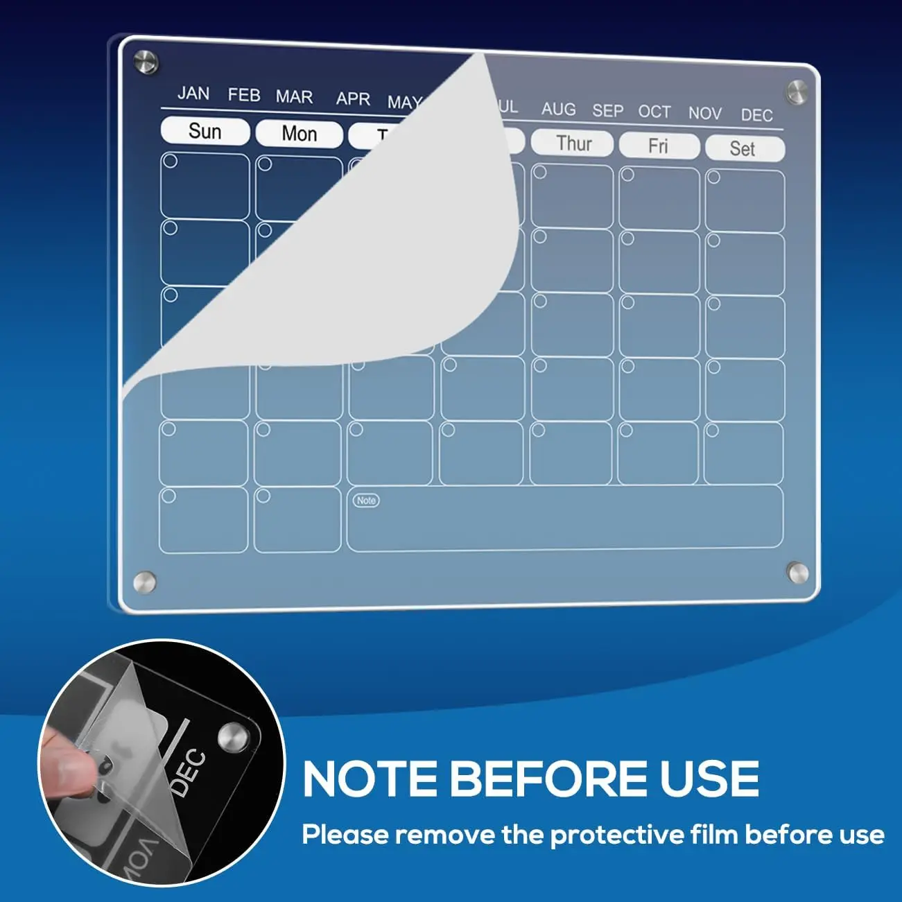 Acrylic Magnetic Menu Board for Fridge, Reusable Weekly Planner, Erasable Memo Whiteboard and Dry Erase Kitchen Board(2 Pack)