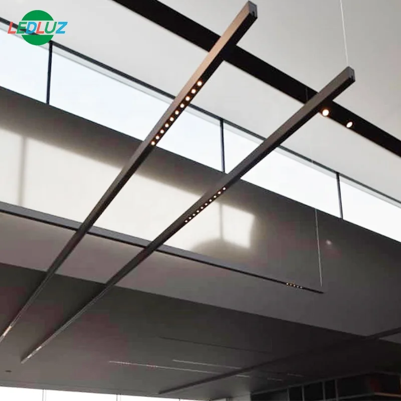 LS30 Black Anodized Linear Pendant Aluminium LED Profile with Reflectors for Office Projects