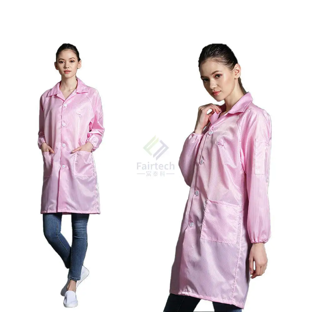 Polyester Conductive Fiber Cleanroom Suit Anti-static Lab Coat Reusable Cleanroom ESD Smock