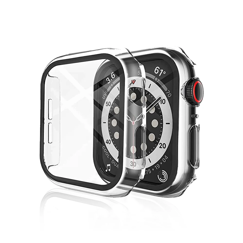 
Case for Apple Watch Built-in Tempered Glass Screen Protector Hard PC Protector Cover for iWatch 6/SE 40mm 44mm 