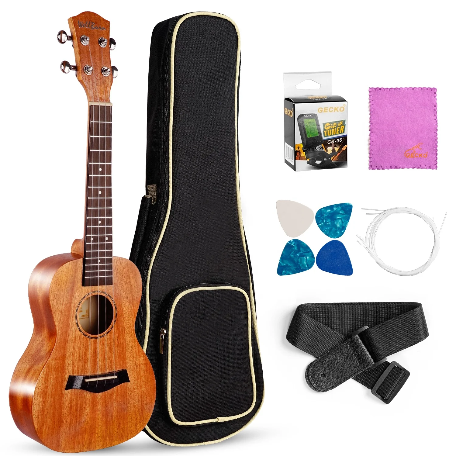 Oem custom high quality instrument guitar ukelele 21 23 26 30 inch soprano concert tenor baritone 4 string mahogany wood ukulele