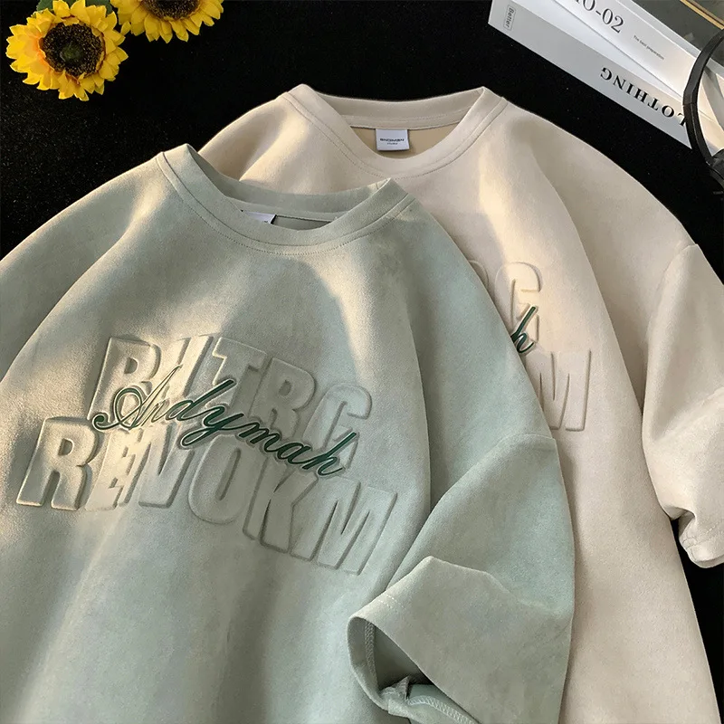 Мужская футболка с объемным тиснением 100% хлопок 240gsm