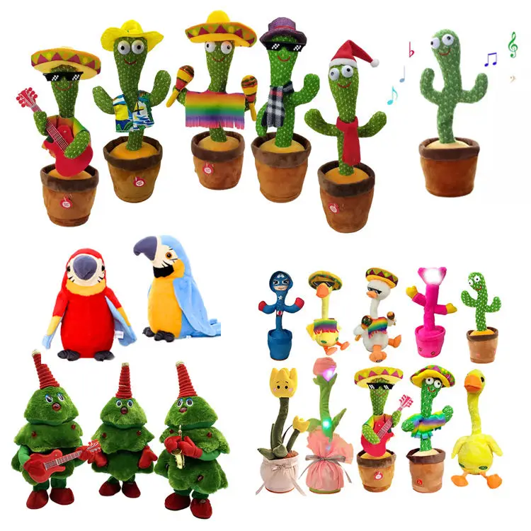 2023 English Songs Dancing Cactus Flower Cactus Ubs Chargeable Twisting Music Cute Doll Cactus Plush Toy