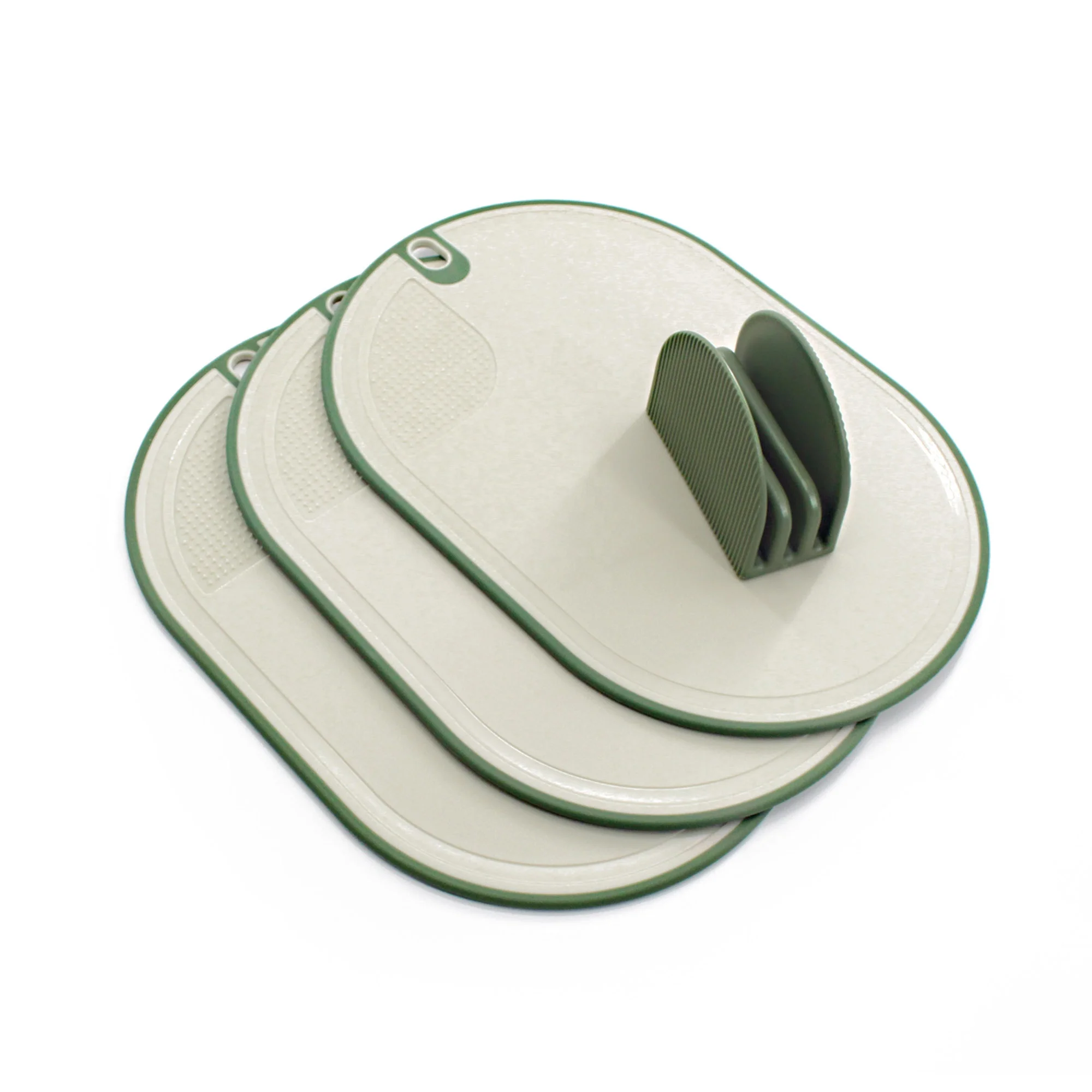 BPA Free Set of 3 Plastic Cutting Board Kitchen Fruit Vegetable Non Slip Feet Reversible Chopping Board Set with Stand