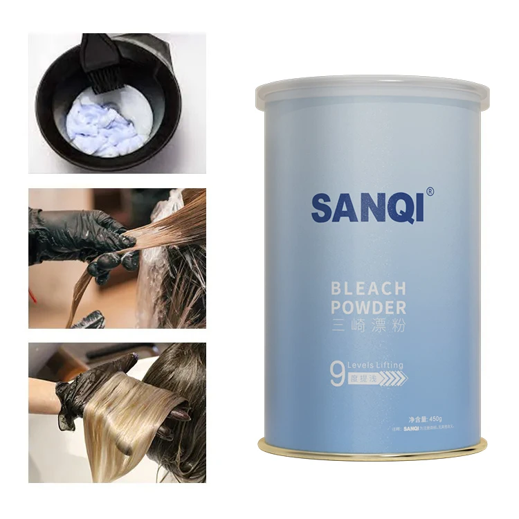 SANQI strong bleaching action blue powder lightener clear blonde result 450g