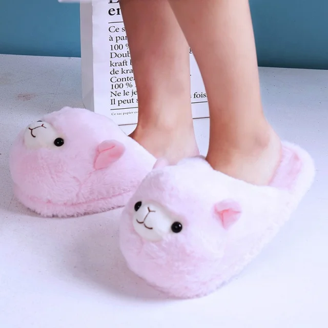 soft plush Alpaca cotton slippers women indoor warm slippers house anti-slip winter slipper