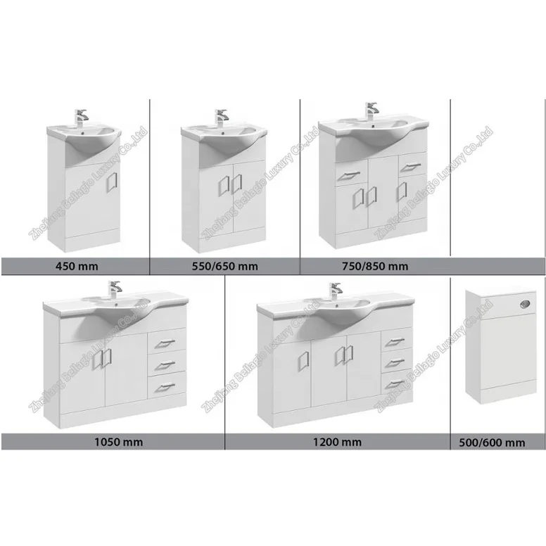 BELLAGIO 2022 White high gloss painting bathroom furniture, floor standing cabinet,bath vanity