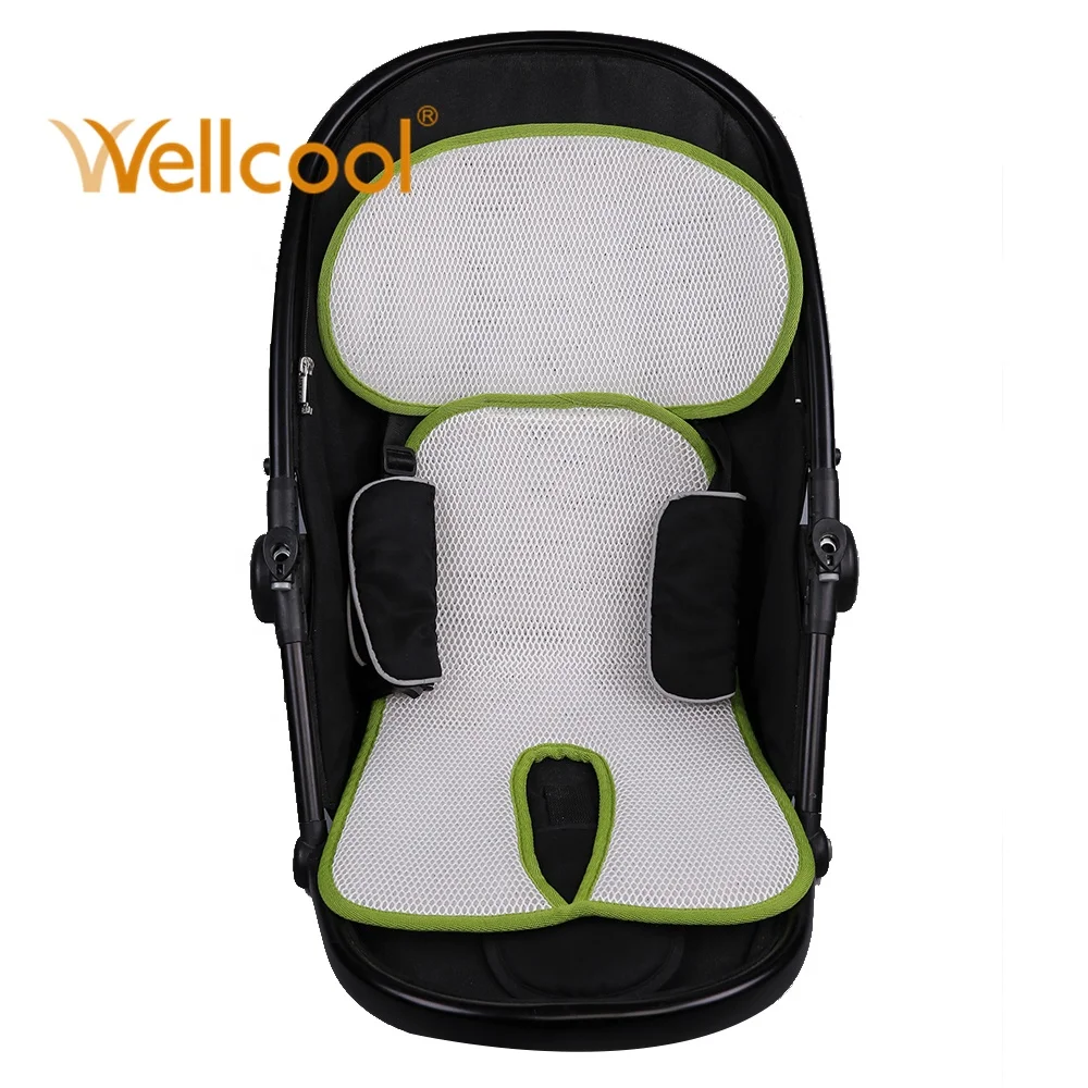 Best quality OEM green boarder washable 3d airflow spacer fabric baby cushion for stroller for seat cover