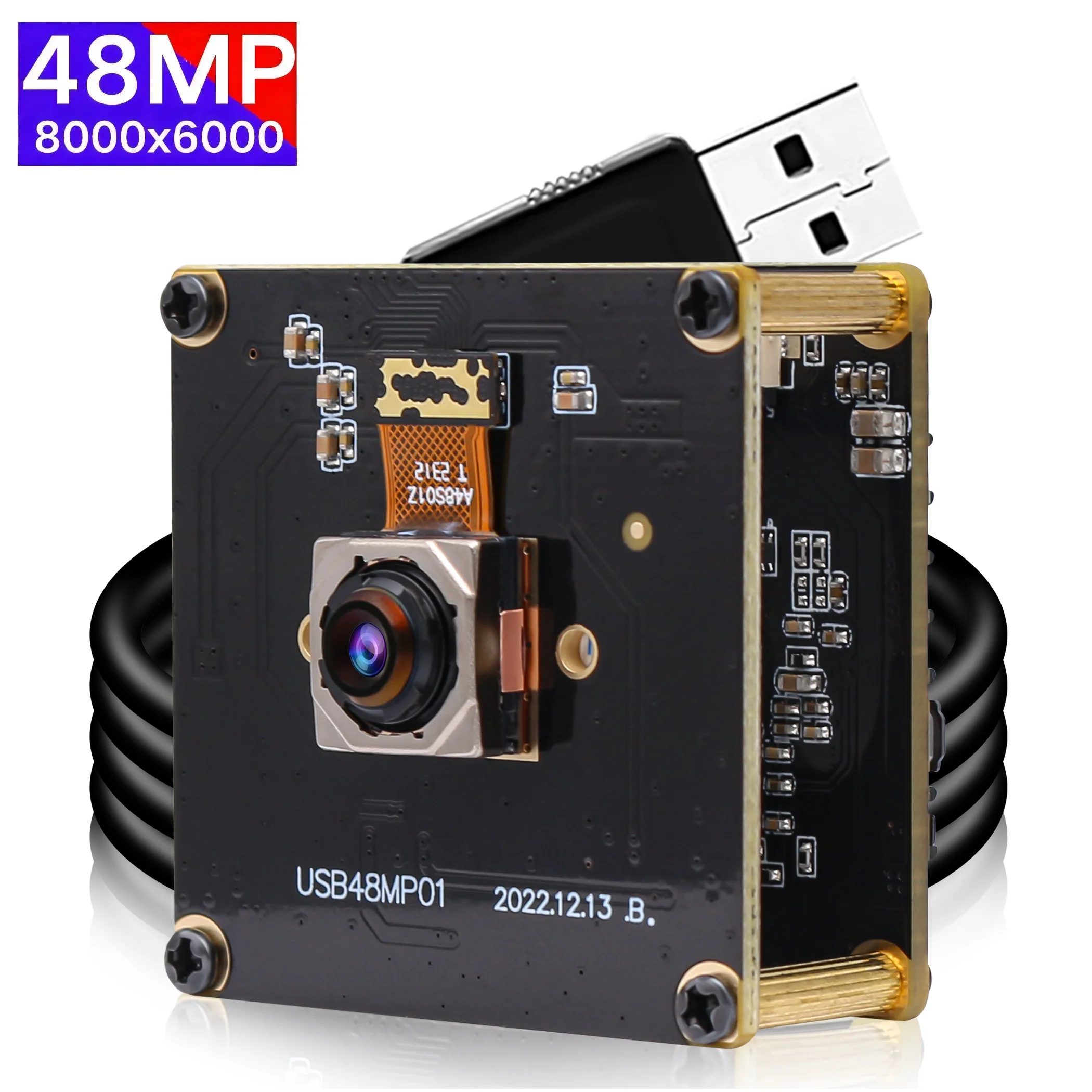 ELP 48MP Autofocus USB Camera 70 Degree Webcam UVC Free Driver Mini Camera Module for Security Video Scanning Tablet Laptop PC