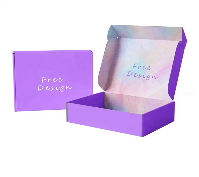 Custom Logo purple Eco-friendly mailer Boxes for clothes