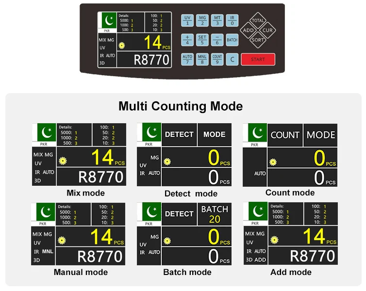 AL-5500T Smart Banknote Checker TFT Screen Currency VND THB USD EUR PHP Money Counting Bill Counter for Banks