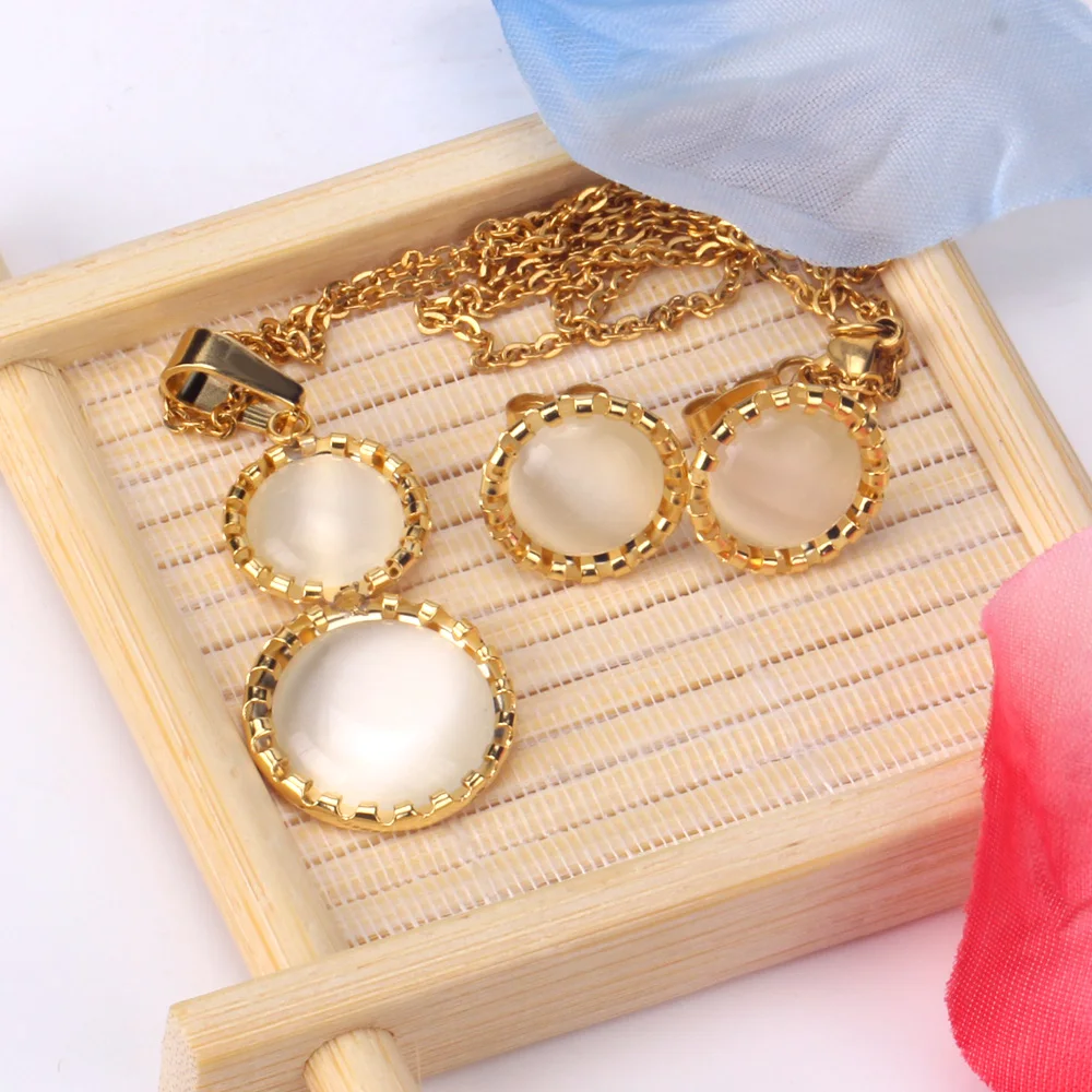 Trendy Opal Jewelry Set For Women,Opal Necklace Earrings ,Wholesale Necklace And Earrings jewelry Set