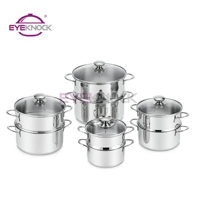 Hot sale 18 10 stainless steel cookware set healthy cooking pot 304 stainless steel mini steamer set