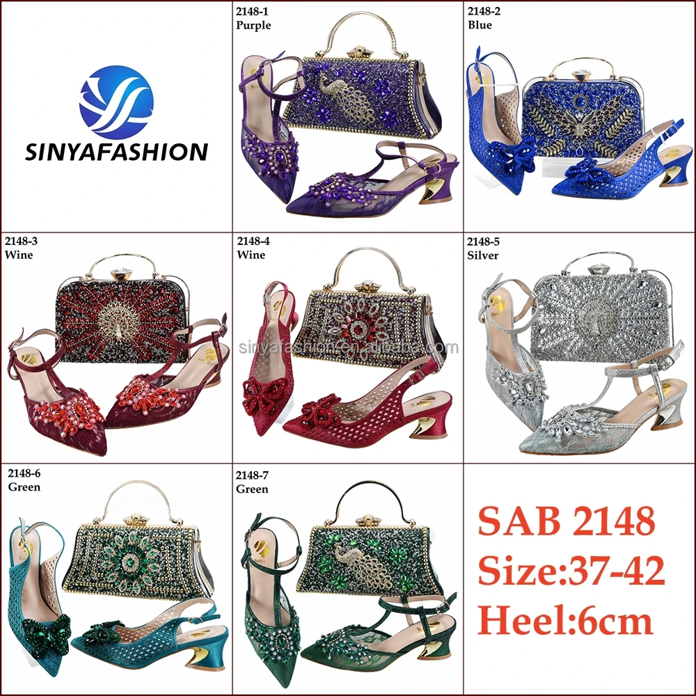 Sinya New Arrival High Quality African Ladies High Heels Italian Matching Shoes And Bags Set For Women