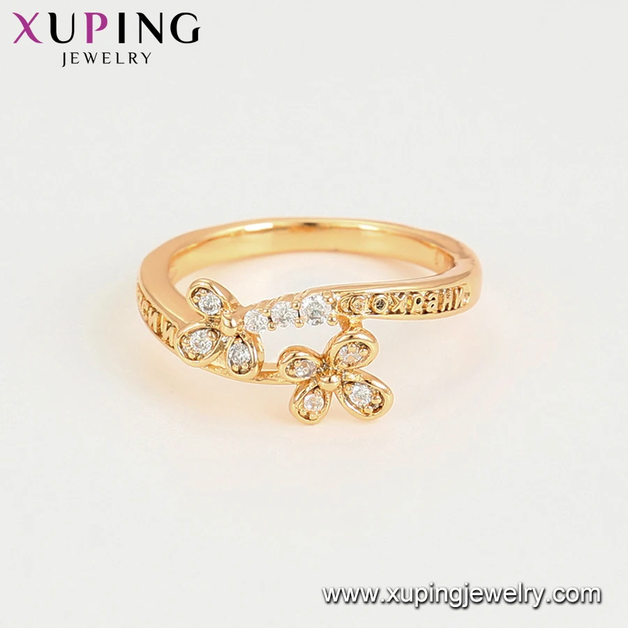 Xuping jewelry 14k gold color plated fashion luxury glass rings charm design gift party jewelry for girl women