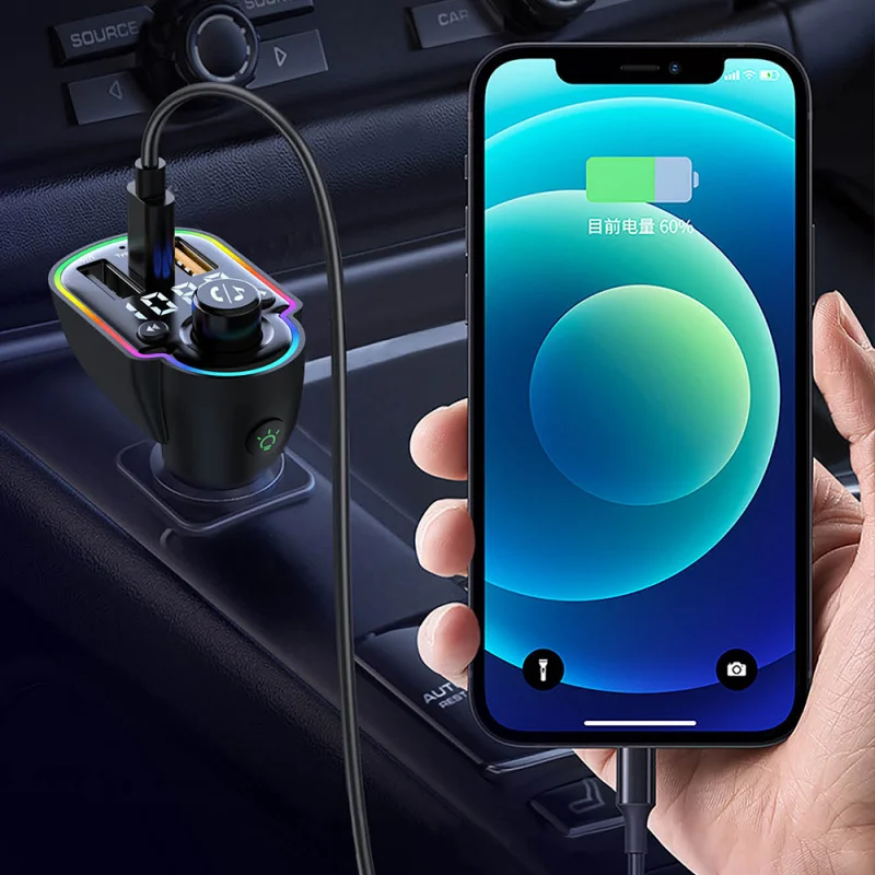 Fast 5.0 Car Charger with DSP Function Compatible MP3 Player U Disk Call Support Hands-Free Bluetooths FM Modulator Transmitter