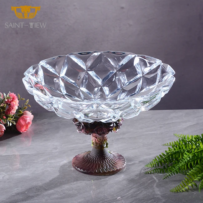2024 New Trending Crystal bohemia Rose Flower Fruit Tray Chocolate Bowl For party decoration
