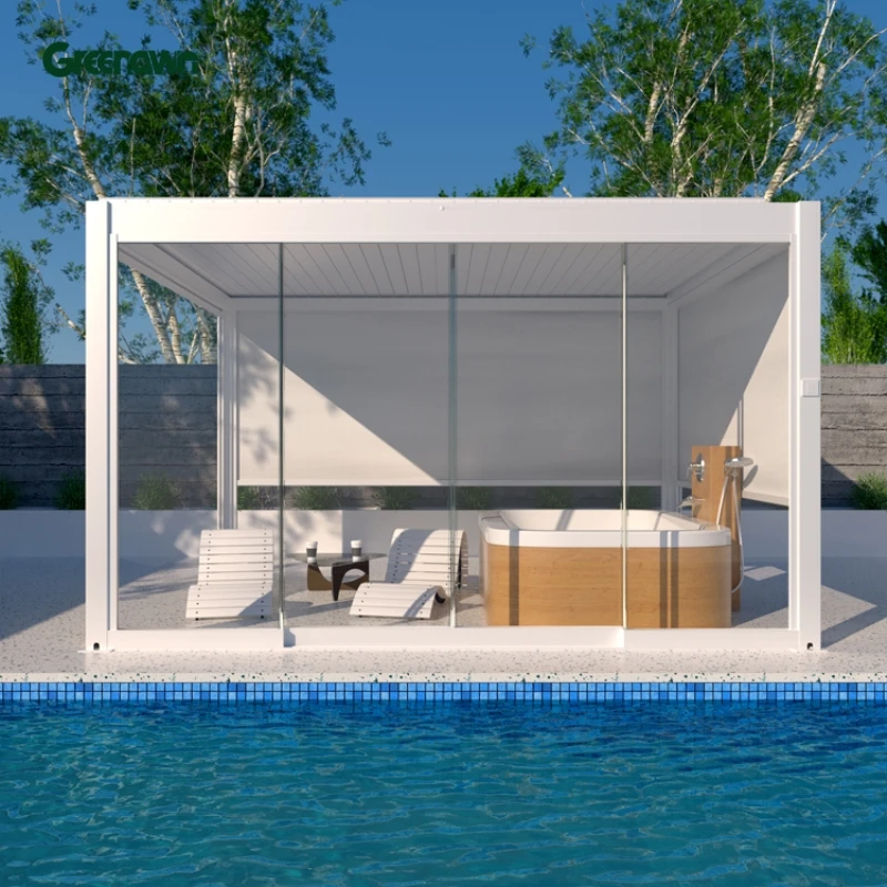 Waterproof Motorised Electric Pergola System Gazebo With Louvered Roof