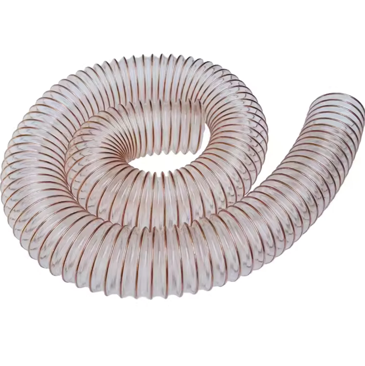 pu polyurethane air duct steel wire corrugated pipe transparent ventilation exhaust dust collect exhaust plastic telescopic hose