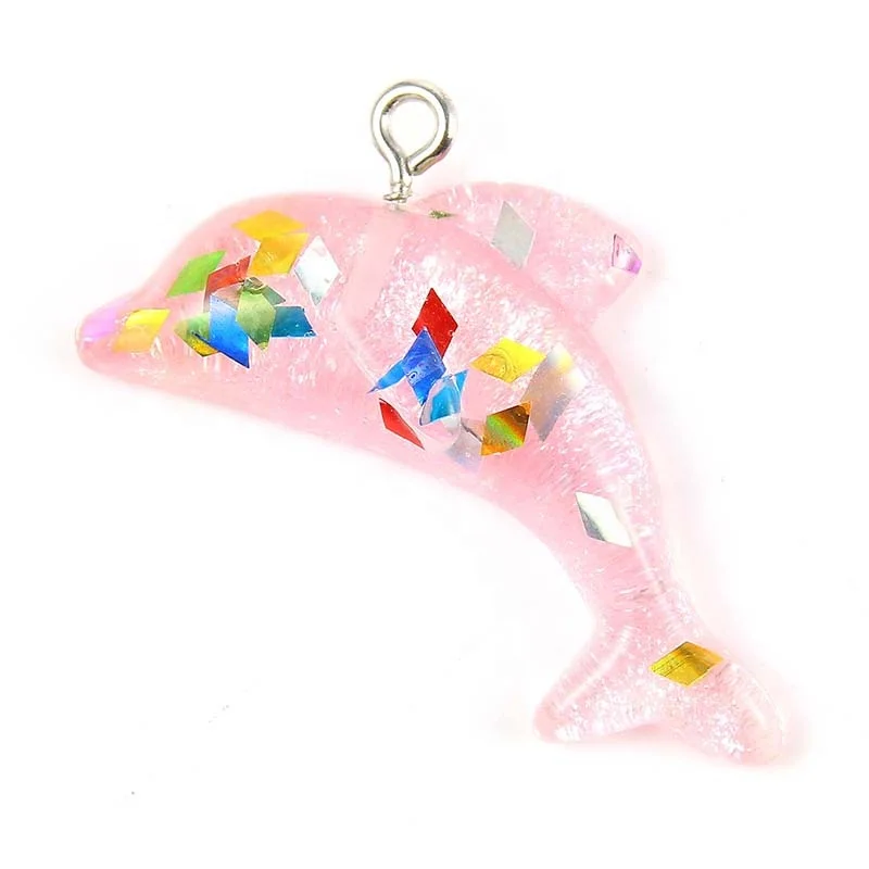 Pink Green Random Color Dolphin Shape Pendant Charms Fashion Jewelry Accessories For Making Keychain Necklace