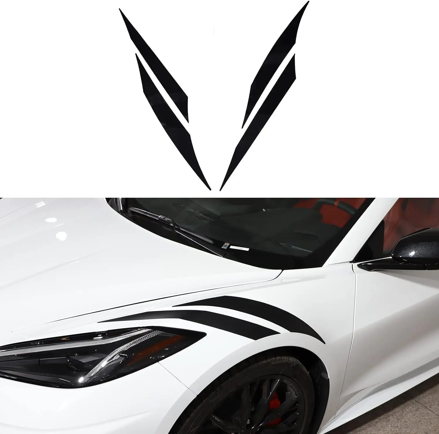 Наклейки на автомобильные фары длинная полоса виниловые наклейки крыло наклейка для Chevrolet Corvette C8 2020-2023 аксессуары
