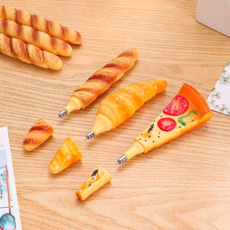 Bread Pizza Croissant Baguette Ballpoint Pen Novelty Magnetic 0.5mm Black Color Ink Pens