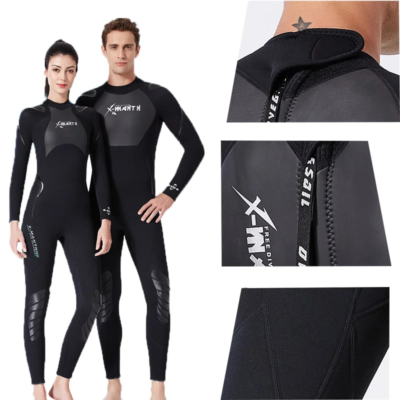 Women Men 3mm Neoprene Wetsuit Thermal Full Body Drive Suit Back Zip Wetsuit for Adults