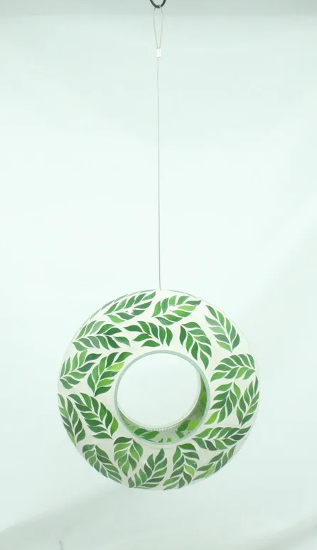 Bird Feeder for Outside Round Decorative Birdfeeder with Glass Mosaic Design for Outdoors Hanging