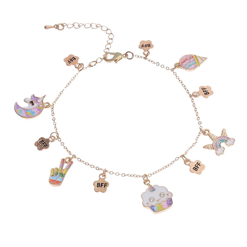 Wholesale fashion jewelry cute cartoon kids bangle adjustable chain teen girls bracelets