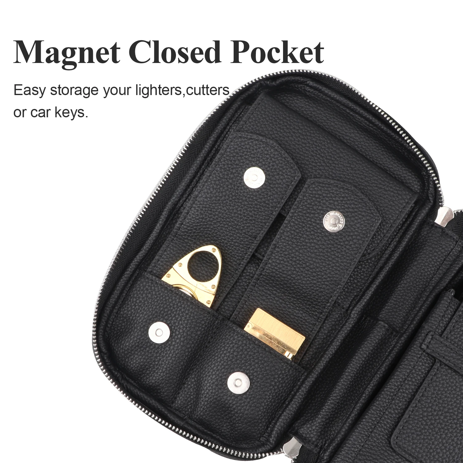Customized Cigar Bag PU Leather Travel Cigar Case for Cigar Cutter Lighter Humidor