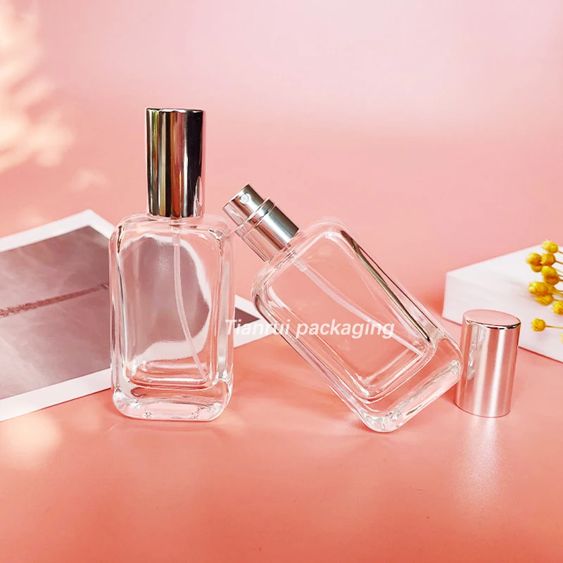 Chinese Manufacturer 30ml Rectangle Perfume Oil Bottle Refill Glass Perfume Spray Bottles with Sliver Cap