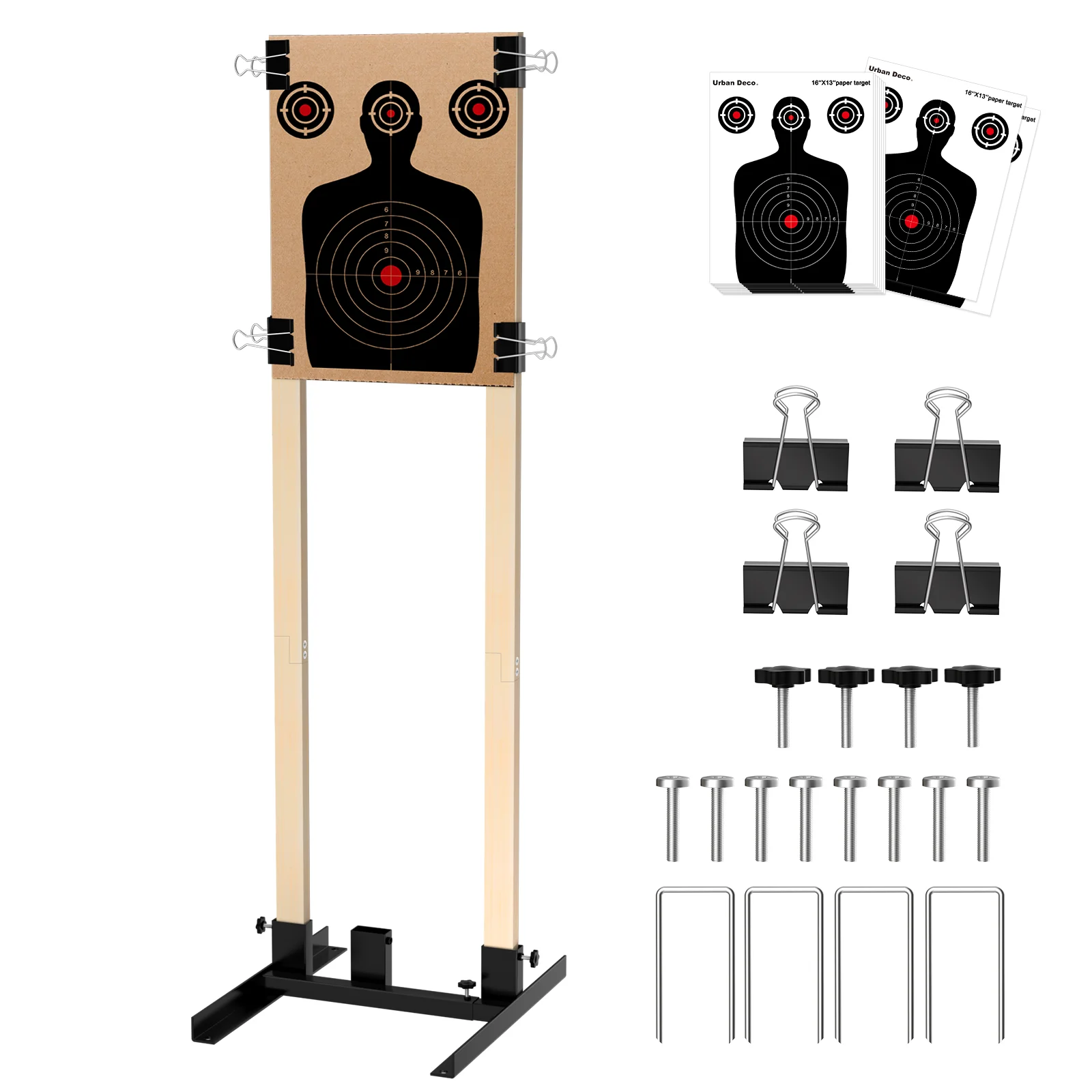 Outdoors Shooting Target Stand with Wooden Frame Paper Target Sheet with Adjustable Base for Shooting Practice