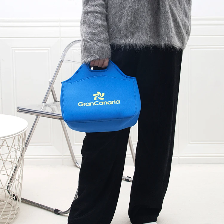 Wholesale Custom Heat transfer Blank Neoprene Custom Tote Bag School Outdoor Shopping Tote Lunch Tote Bag For DIY Printing