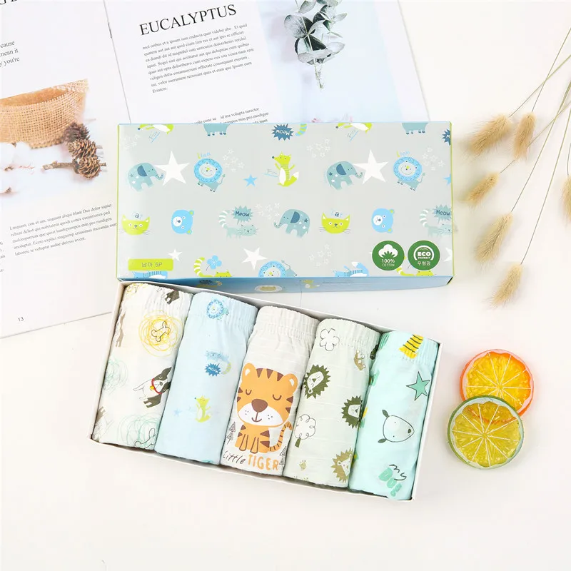 5pcs Lot Teenager Baby Children Tiger Pattern Cotton Stretches Underpants Shorts Panties Boy Briefs Underwear