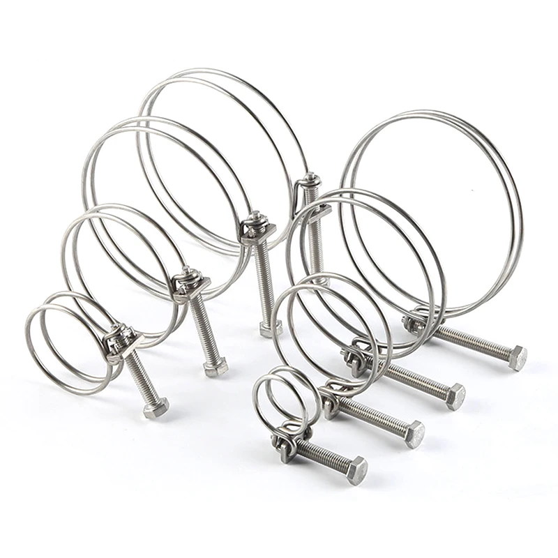 High Quality Stainless Steel Double Wire Circular Spiral Hose Clamp with Turn Key