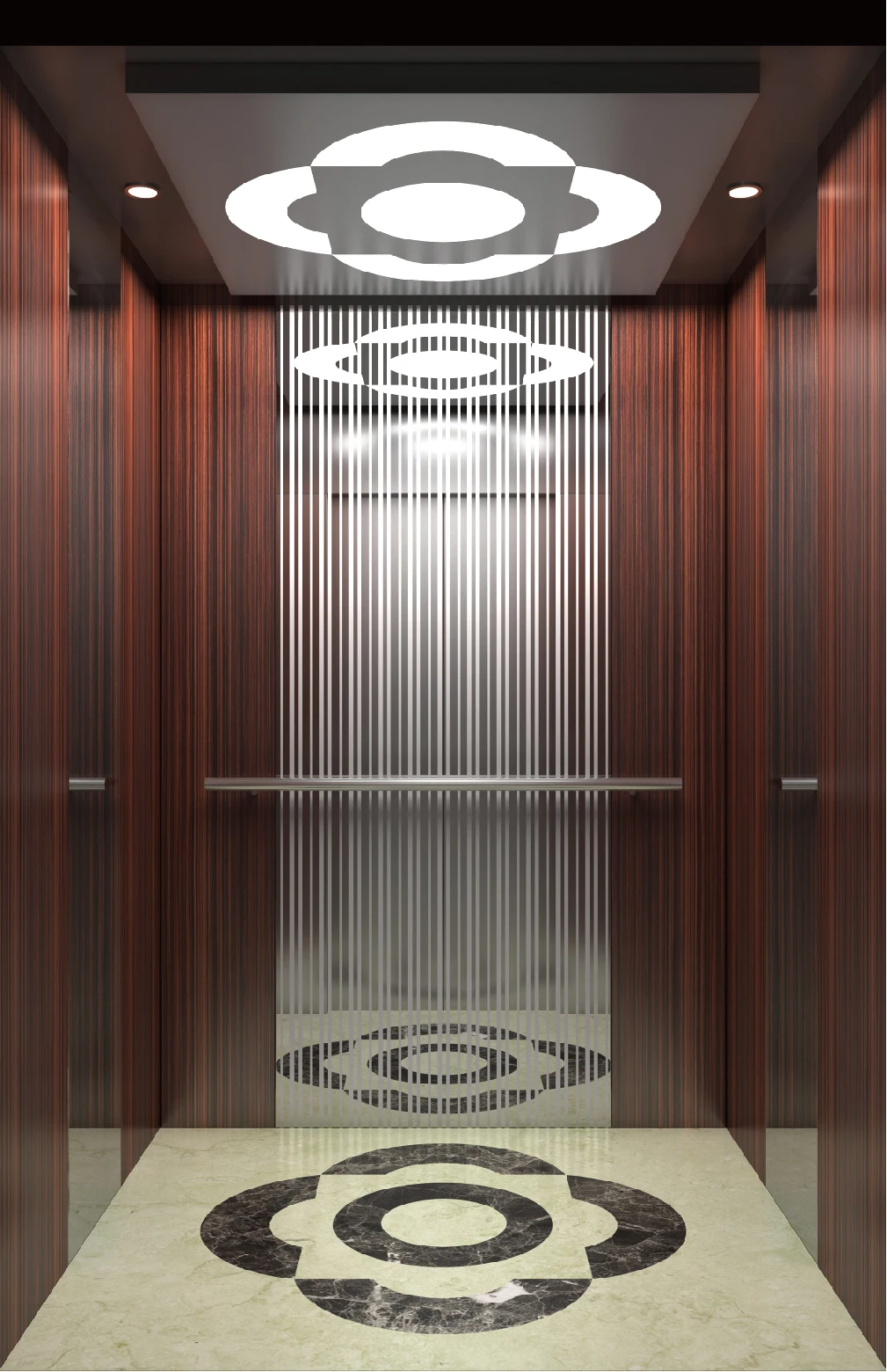 Luxury Decoration Walnut Wood Composite Steel Passenger Elevator