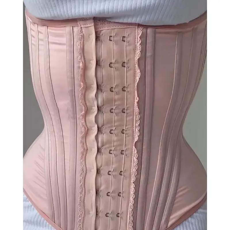 Hourglass Steel Bone Girdle Latex Waist Trainer For Women Zipper And Hooks Corset Sport Cincher Steel Bones Lower Belly Fat