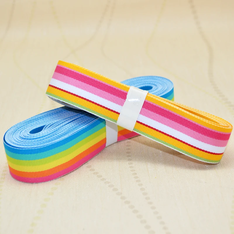 Gordon Ribbons Wholesale Stock Colorful Stripe Ribbon Roll Custom Rainbow Stripe Ribbons 38MM Gift Wrapping Webbing