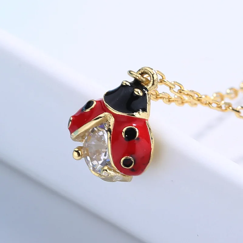  Daidan Necklace Silver 925 Epoxy Flower Enamel Miraculous Ladybug Gold