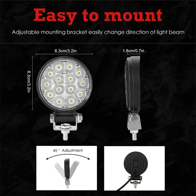 DC12-24V 4 Inch Round 42W Off Road Car LED Work Light Waterproof IP68 Vehicle Spotlight DRL Fog Lamp KD019