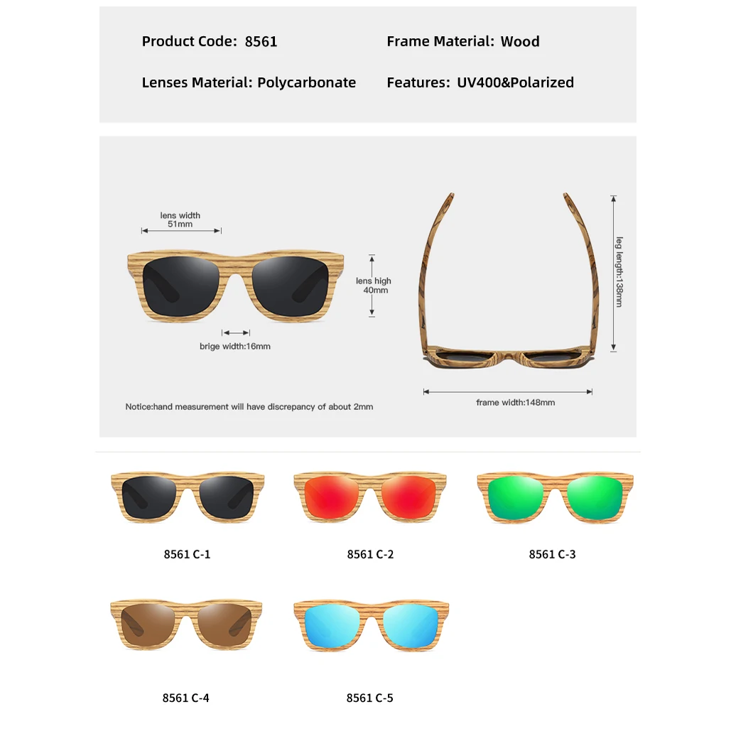 2022 premium eco-friendly custom zebra wooden sunglasses polarized lens