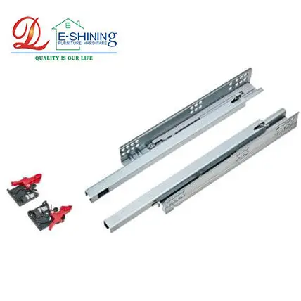 E-SHINING Furniture Cabinet Drawer Slide Full Extension Soft Closing Under Mount Slide
