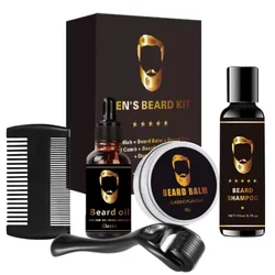 Custom Logo  Growth Oil balm and  Roller Beard Growth Kit Custom Packing Natural Ingredients Beard Oil Private Label