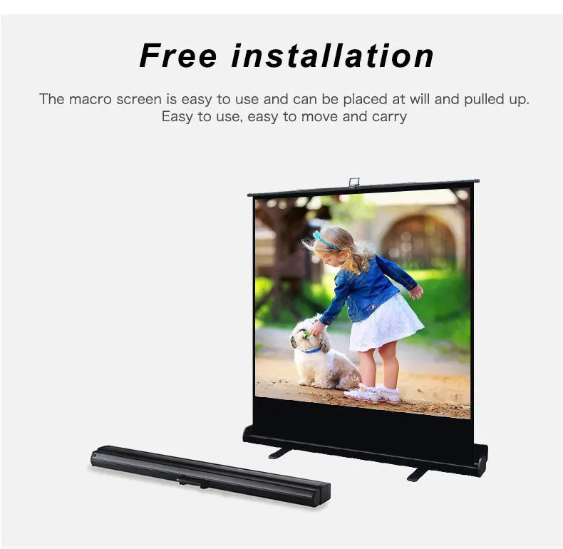 80 Inch Tension Floor Screen Ambient Light Rejecting Throw Laser 4k Projection Floor Screen