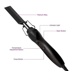 Hot Comb Hair Straightener Brush Ceramic Curling Press Comb Flat Iron Curlers Designed Hair Hot Comb