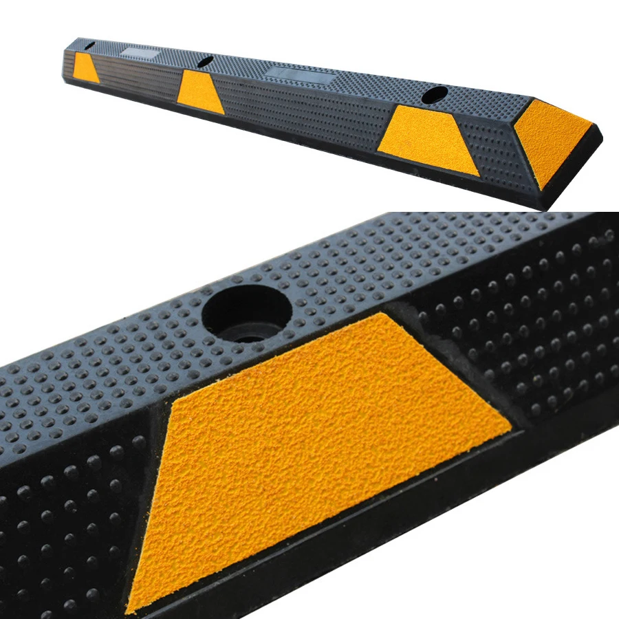 Hot sale yellow and black color heavy duty rubber car vehicle wheel stop for parking