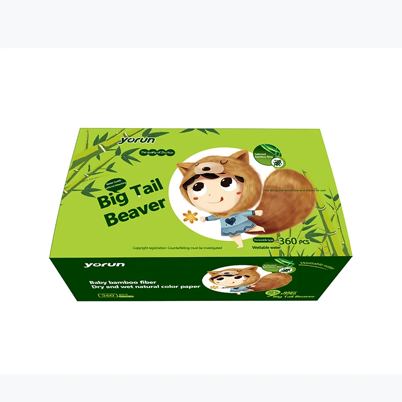 ODM supplier baby cartoon bamboo fiber paper towel dry and wet degradable pulp