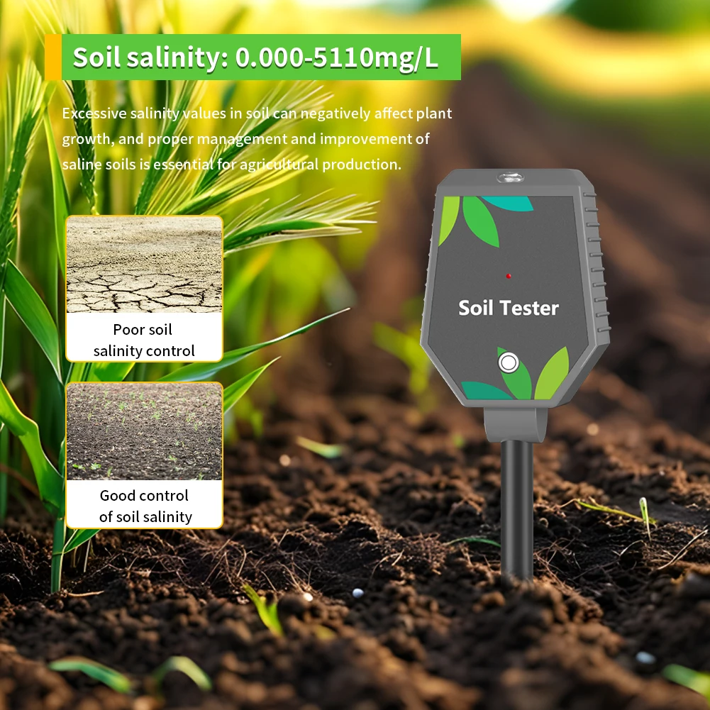 New Smart Bluetooth 8 in1 Soil EC&Salt&Fertility Multi-function Soil pH Meter with High Precision Probe for Yard Farmland Garden