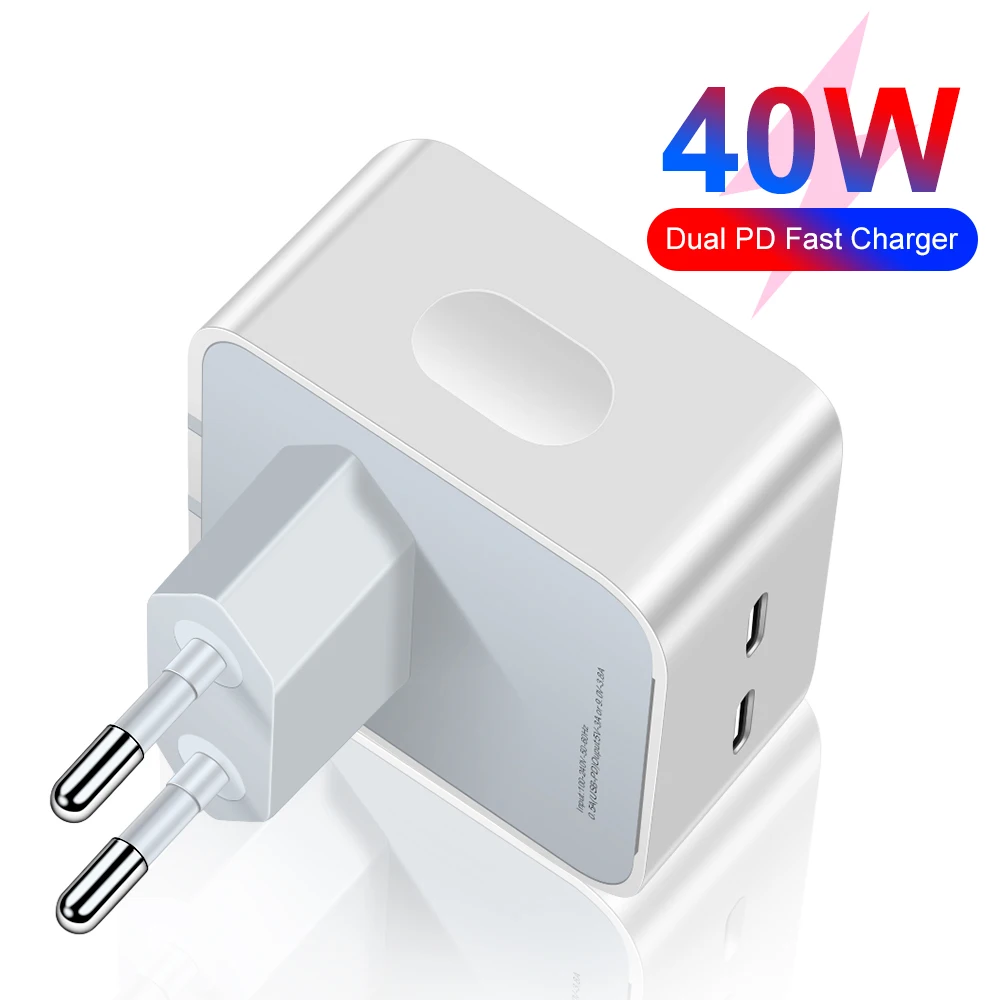 Dual Type C Usb Fast Charging Portable Telephone De Chargeur Carregador Celular Caricabatterie Phone Charger Adapter