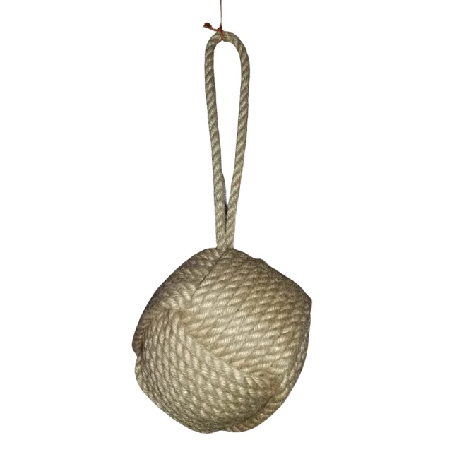 Handcrafted Knotted Rope Doorstop Monkey Knot Design  Eco-Friendly Jute Rope  Stylish Door Stop for Living Room Decor